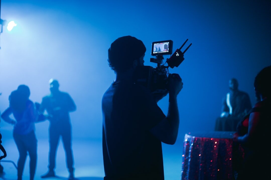 Behind the scenes of a live broadcast segment being filmed
